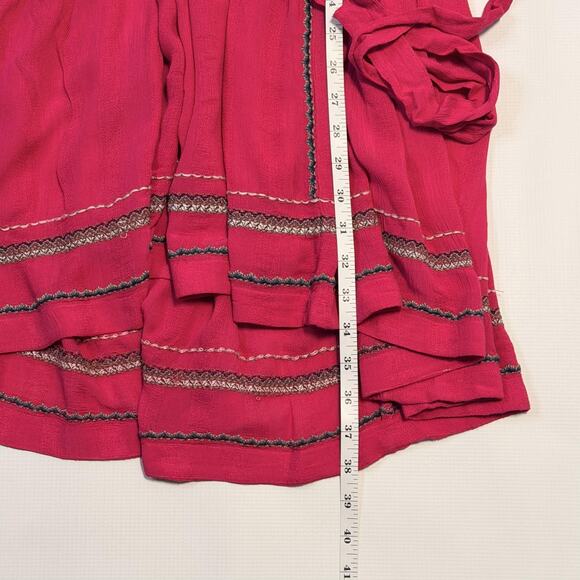 Free People Dress Womens Small Malibu Pink Wrap Boho Embroidered Mini OB1140508 - Picture 5 of 12
